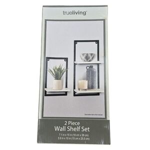 NEW Wall Shef Set of 2 Black Metal Frames White Board Modern Farmhouse Shelves